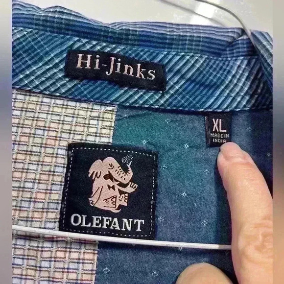 Hi-Jinks Olefant brand long sleeve cotton button down men’s shirt - size XL - Picture 3 of 4